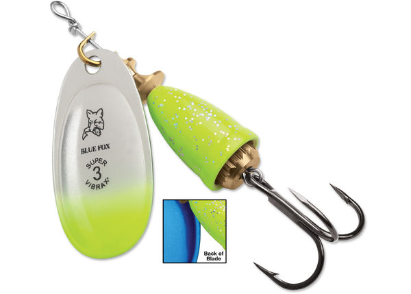 Blue Fox Classic Vibrax Size 4 (Chartreuse/Blue Candyback)