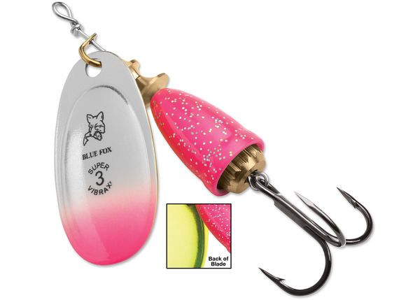 Blue Fox Classic Vibrax 04 Plated Tackle 3/8oz (Pink Chartreuse Candyback)