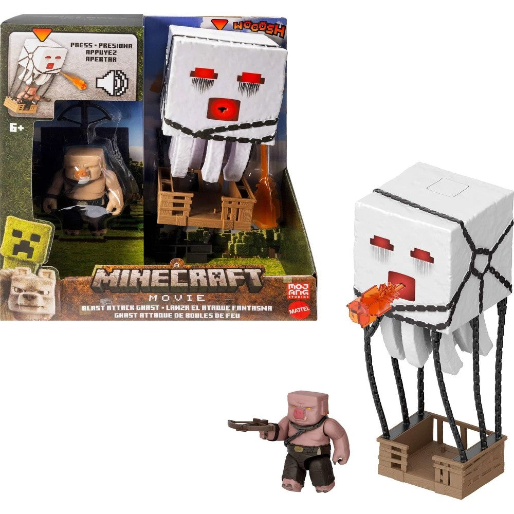 Minecraft Blast Attack Ghast Action Figure Set with Lights Sounds & More Inspired by the Movie