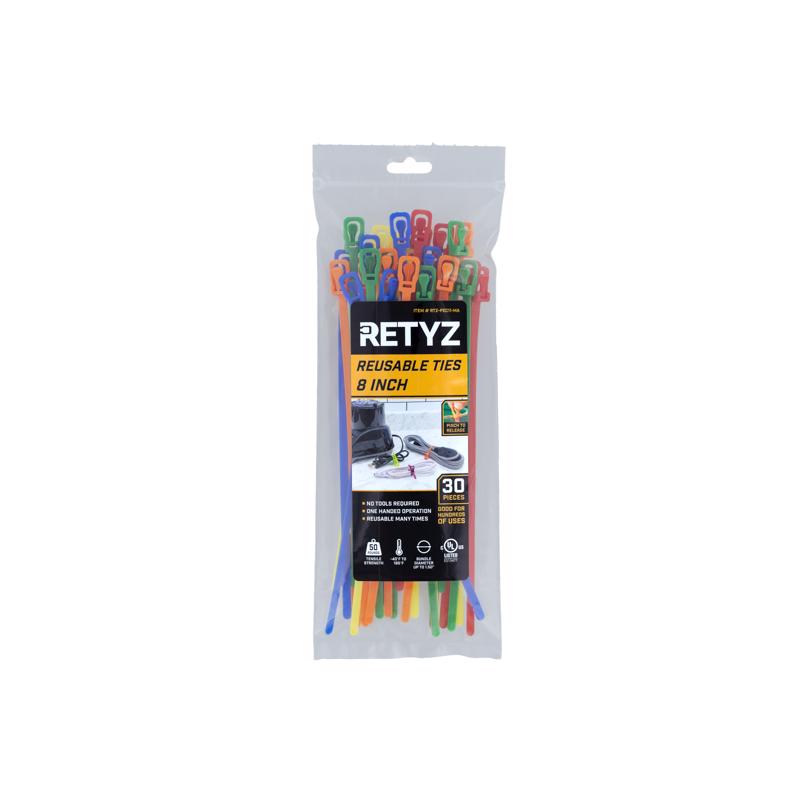 RETYZ 8 in. L Assorted Cable Tie 30 pk