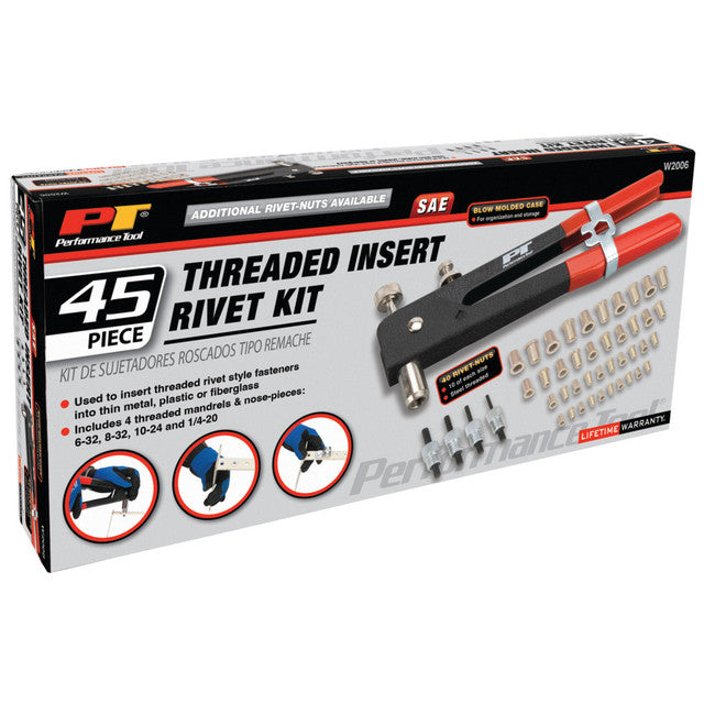 Performance Tool 45 pc. SAE Threaded Insert Rivet Kit