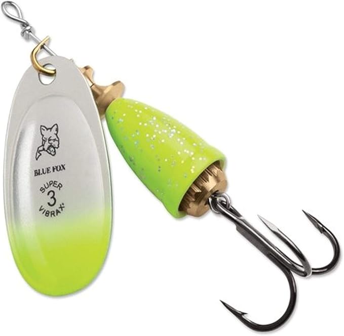 Blue Fox Classic Vibrax 06 Plated 5/8 Oz Fishing Lures (Chartreuse Blue Candyback)