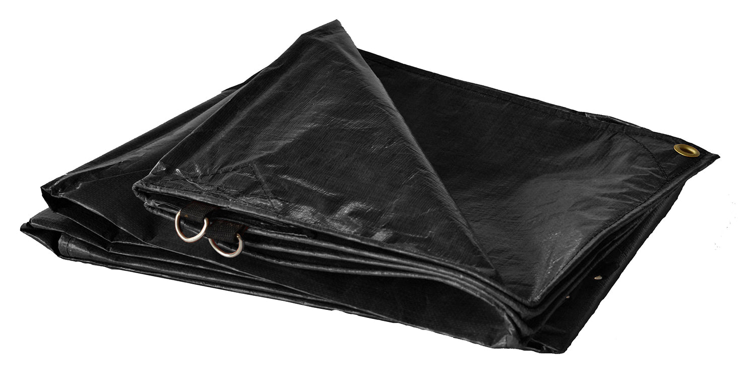 DRY TOP 50810 8 X 10 Black Super Heavy Duty Poly Truck Tarp 12 Mil