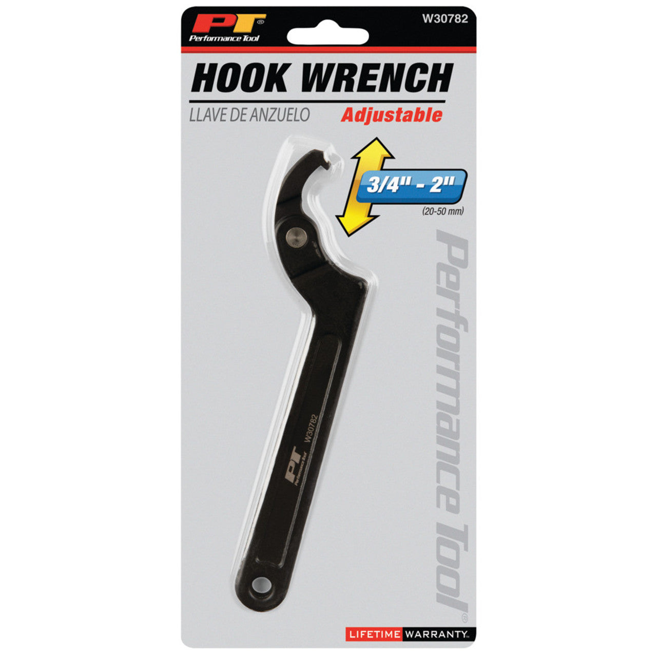 Performance Tool Adjustable Hook Wrench 3/4"-2"