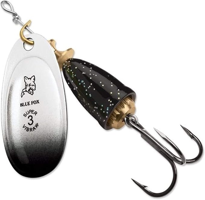 Blue Fox Classic Vibrax 06 Plated 5/8 Oz Fishing Lures (Black Candyback)