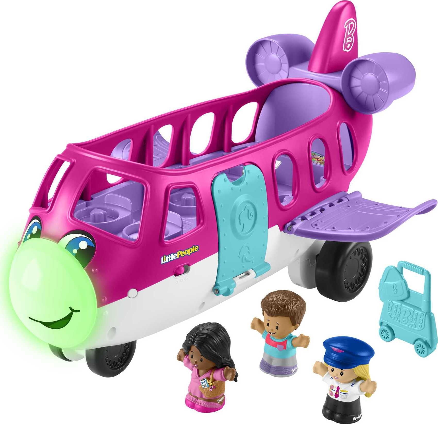 Little People Barbie Toy Airplane with Lights Music and 3 Figures Little Dream Plane Toddler Toys