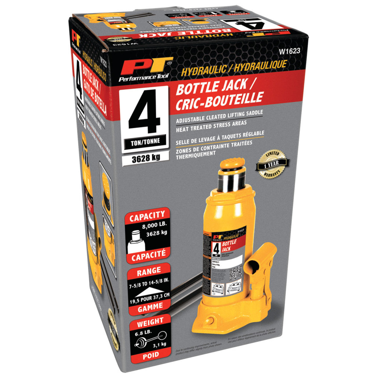 Performance Tools 4 Ton Hydraulic Bottle Jack