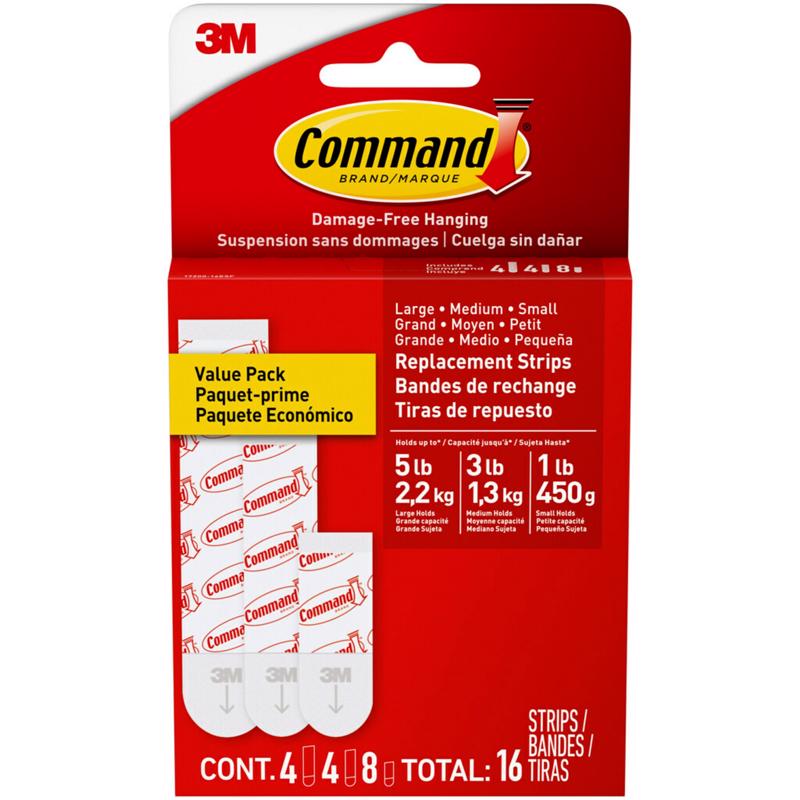 3M Command Assorted Foam Strips 16 pk