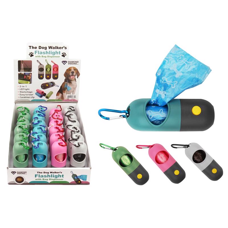 Diamond Visions The Dog Walker's Assorted LED Flashlight with Bag Dispenser LR44 Battery (Sold Separately)