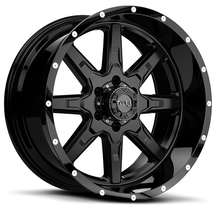 Tuff T15 15X8 -13 5X139.7/5X5.5 SATIN BLACK W/ GLOSS BLACK LIP