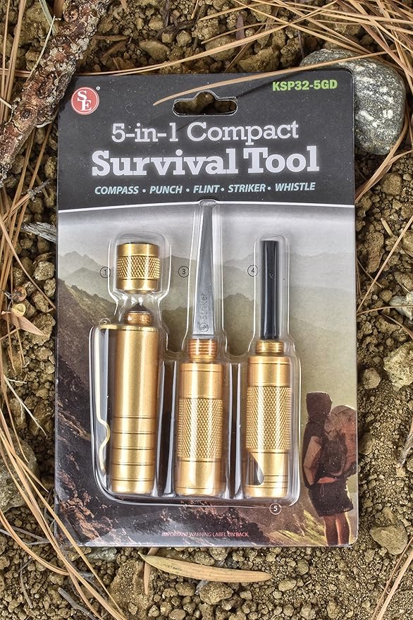 Sona Enterprises 5-in1 Survival Tool (Gold)