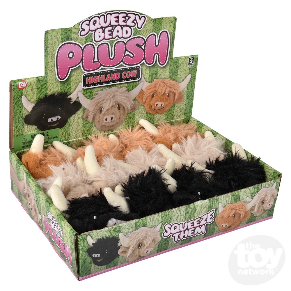 3" Highland Cow Squeezy Bead Plush Ball (Sold Separately)