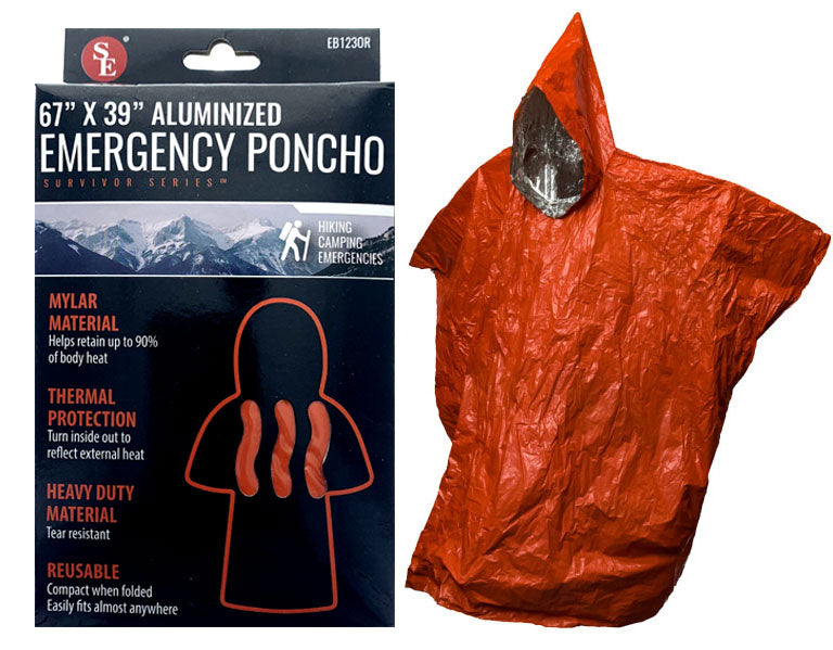 Sona Enterprises 67"x39" Orange Emergency Aluminized Poncho