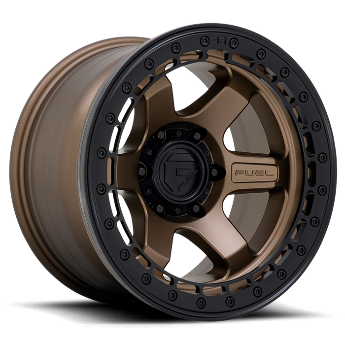 Fuel 1PC D124 BLOCK BEADLOCK 17X8.5 0 6X135/6X5.3 Matte Bronze With Matte Black Ring