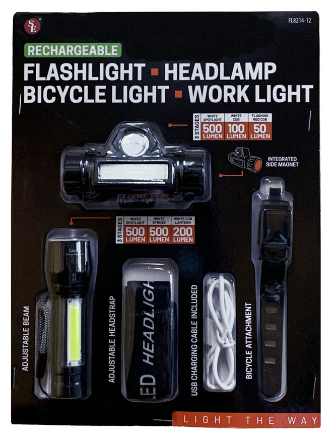 Sona Enterprises Rechargeable LED Headlamp & Flashlight Set