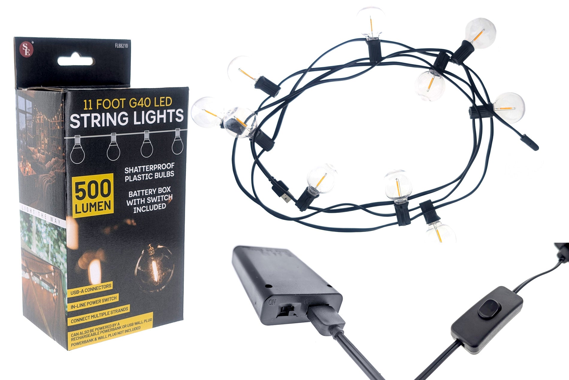 Sona Enterprises 11 Foot Long 500 Lumen G40 LED String Lights