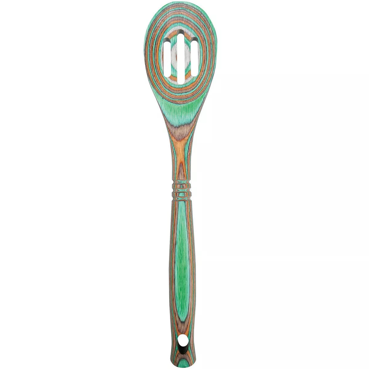 Island Bamboo Pakkawood 12-Inch Slotted Spoon (Mint)