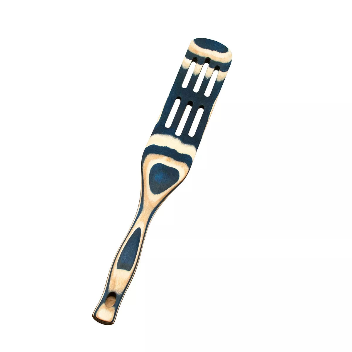 Island Bamboo Pakkawood 13-Inch Slotted Spurtle (Blue)