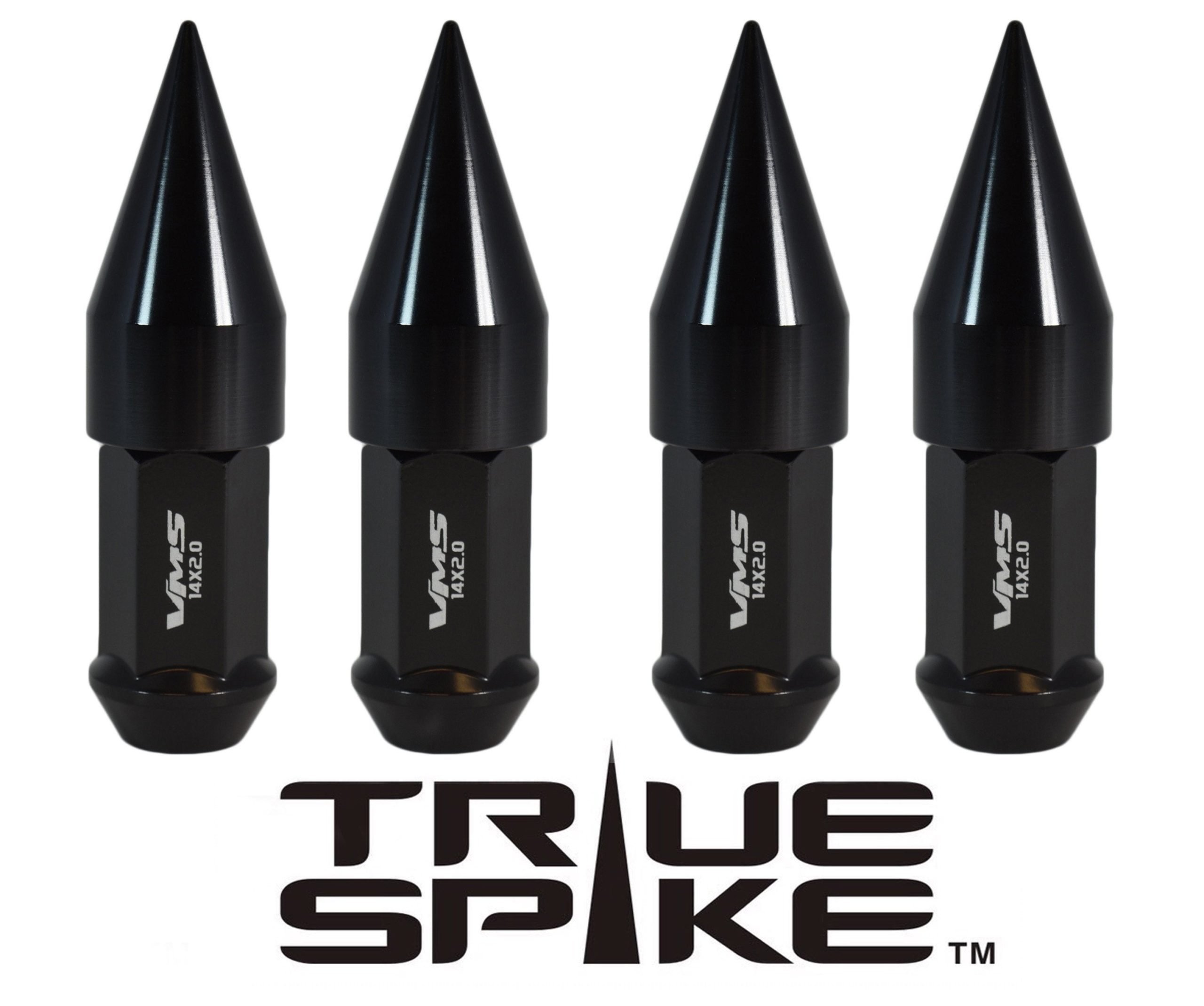 TRUE SPIKE Lug Nut Cap Aluminum-Spike 2 25mm Width 51mm Height Tip (4pc Set) LGC021