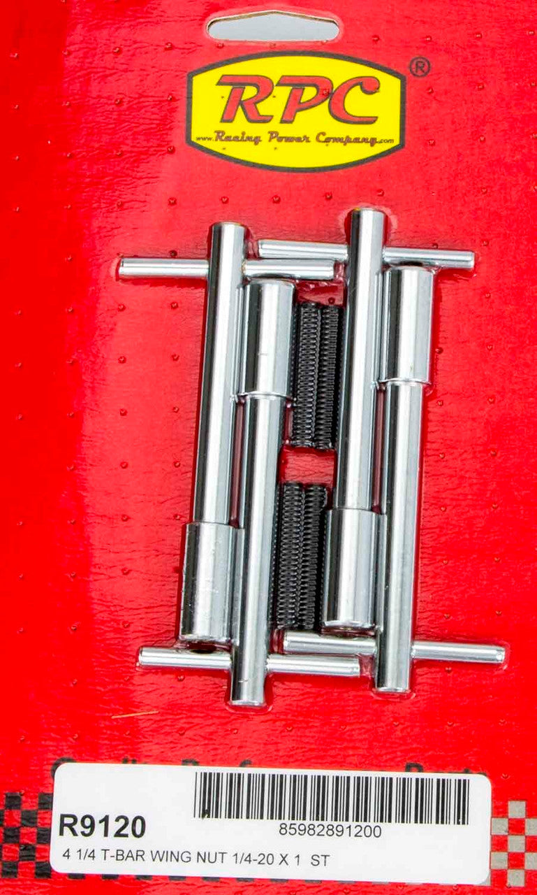 Racing Power Company R9120 4-1/4in Chrome Wing Nuts 1 1/4in-20 4pk