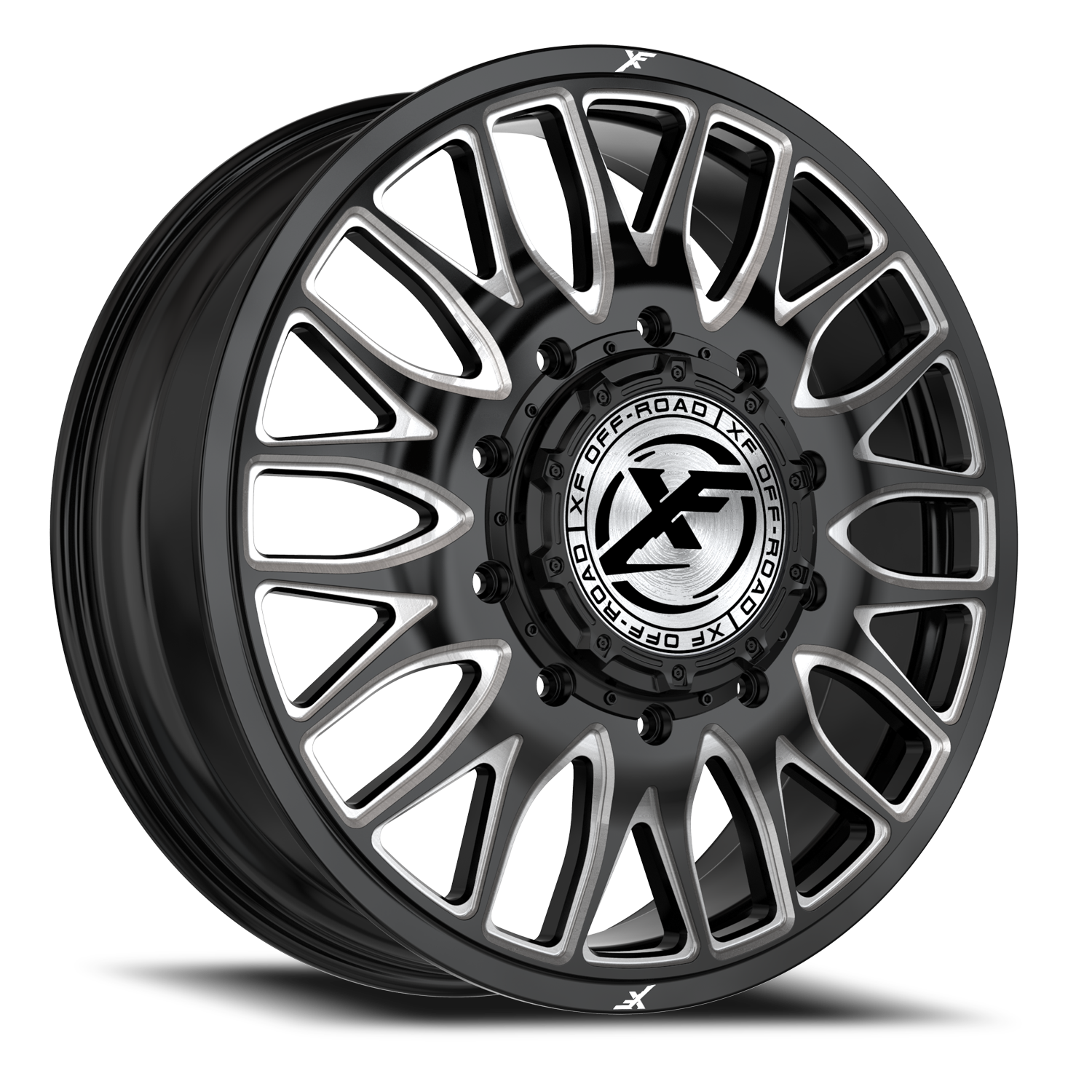 XF OFF-ROAD XF-240 DUALLY 24X8.25 110 10X225 GLOSS BLACK & MILLED