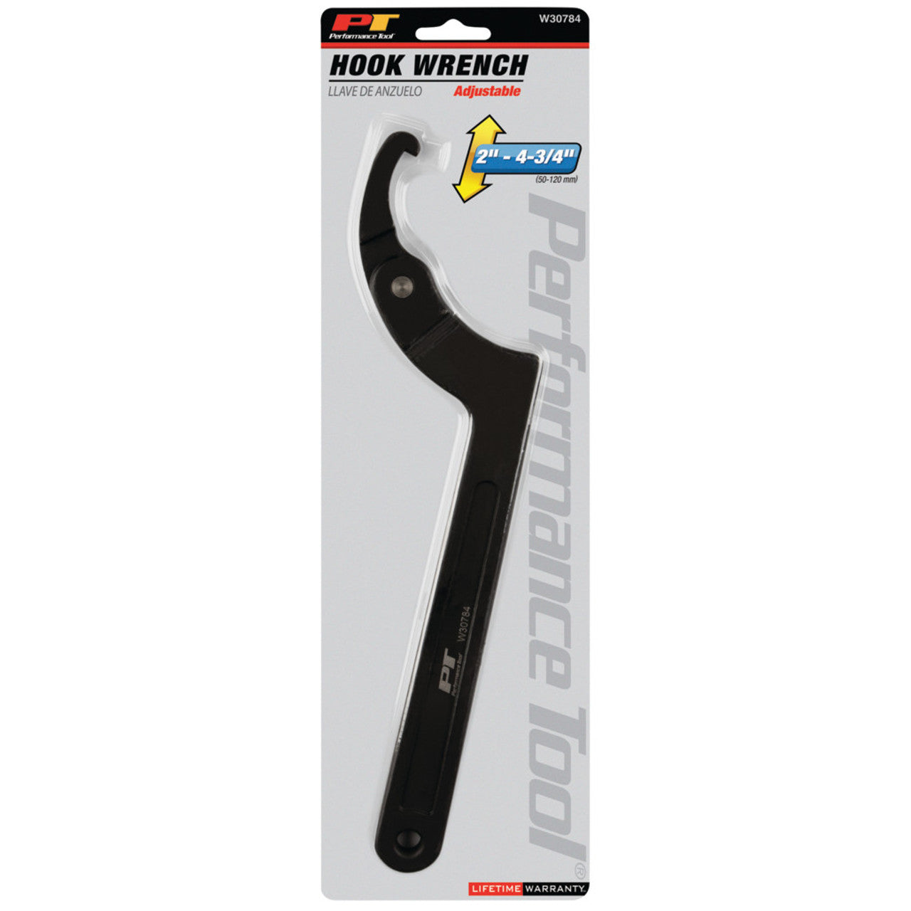 Performance Tool Adjustable Hook Wrench 2"-4-3/4"