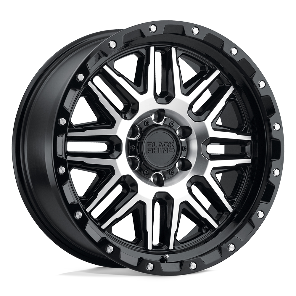 Black Rhino ALAMO 18X9 -18 8X170/8X6.7 GLOSS BLACK W/ MACHINED FACE & STAINLESS BOLTS