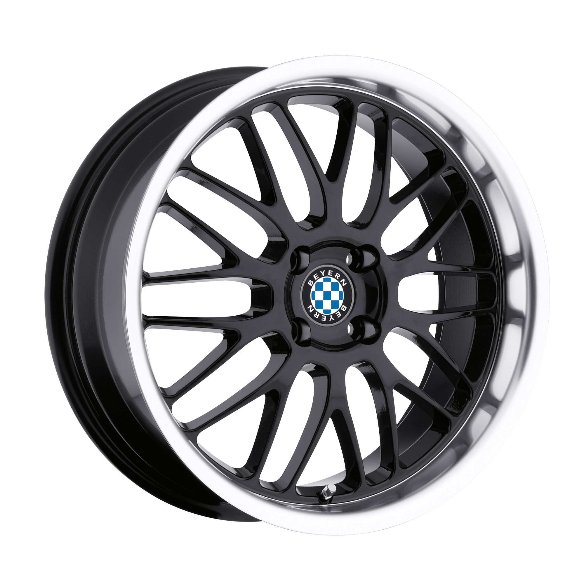 Beyern MESH 19X8.5 15 5X120 GLOSS BLACK W/ MIRROR CUT LIP
