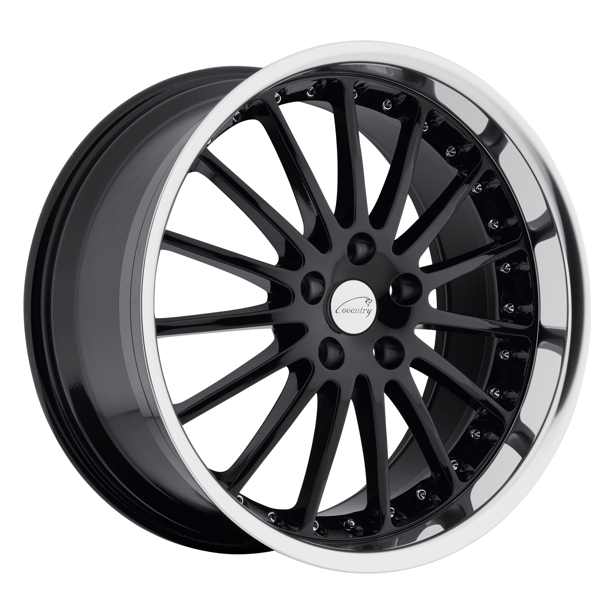 Coventry WHITLEY 19X8.5 42 5X108/5X4.25 GLOSS BLACK W/ MIRROR CUT LIP
