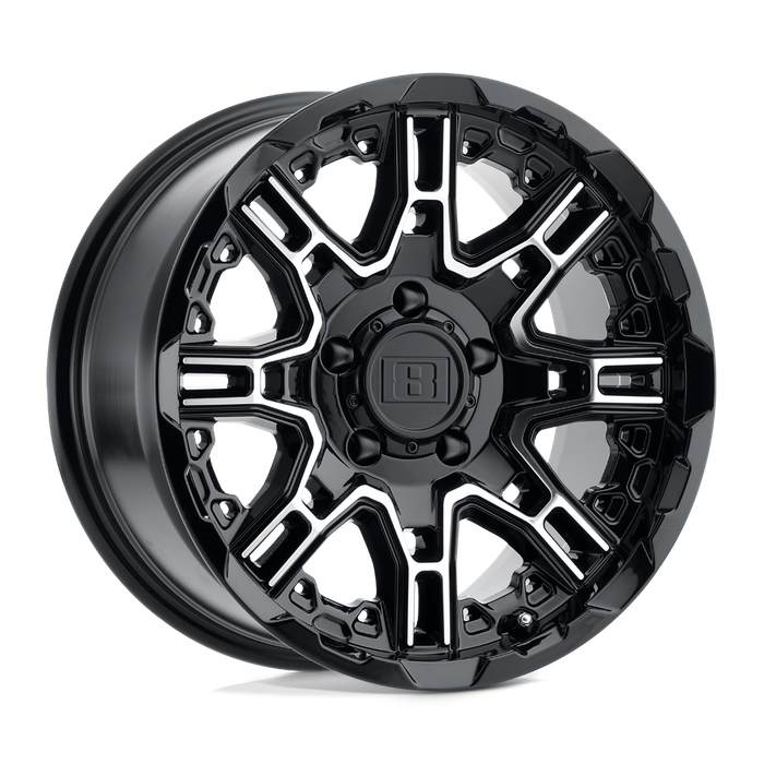 Level 8 SLINGSHOT 17X8.5 0 8X165.1/8X6.5 GLOSS BLACK W/ MACHINED FACE