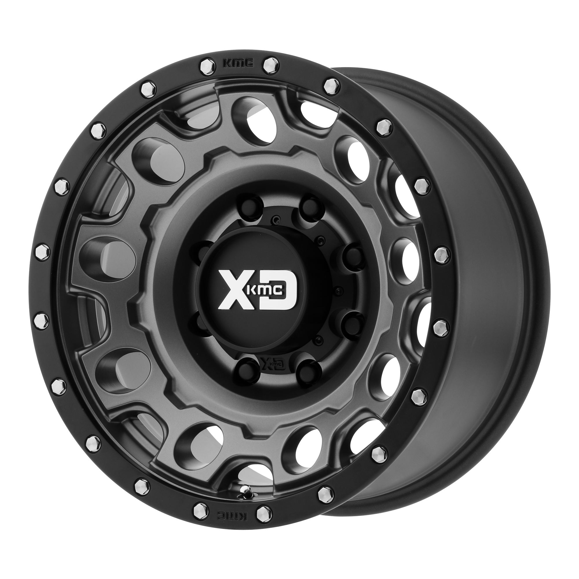 XD XD129 HOLESHOT 17X9 -12 5X127 MATTE GRAY W BLACK REINFORCING RING