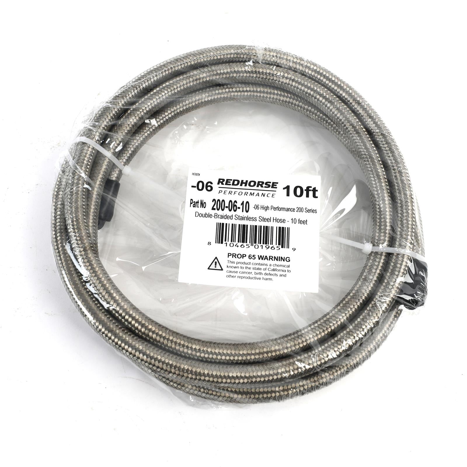 Redhorse Performance 200 Series Standard Stainless Steel Hose -6 AN 10 ft. 200-06-10