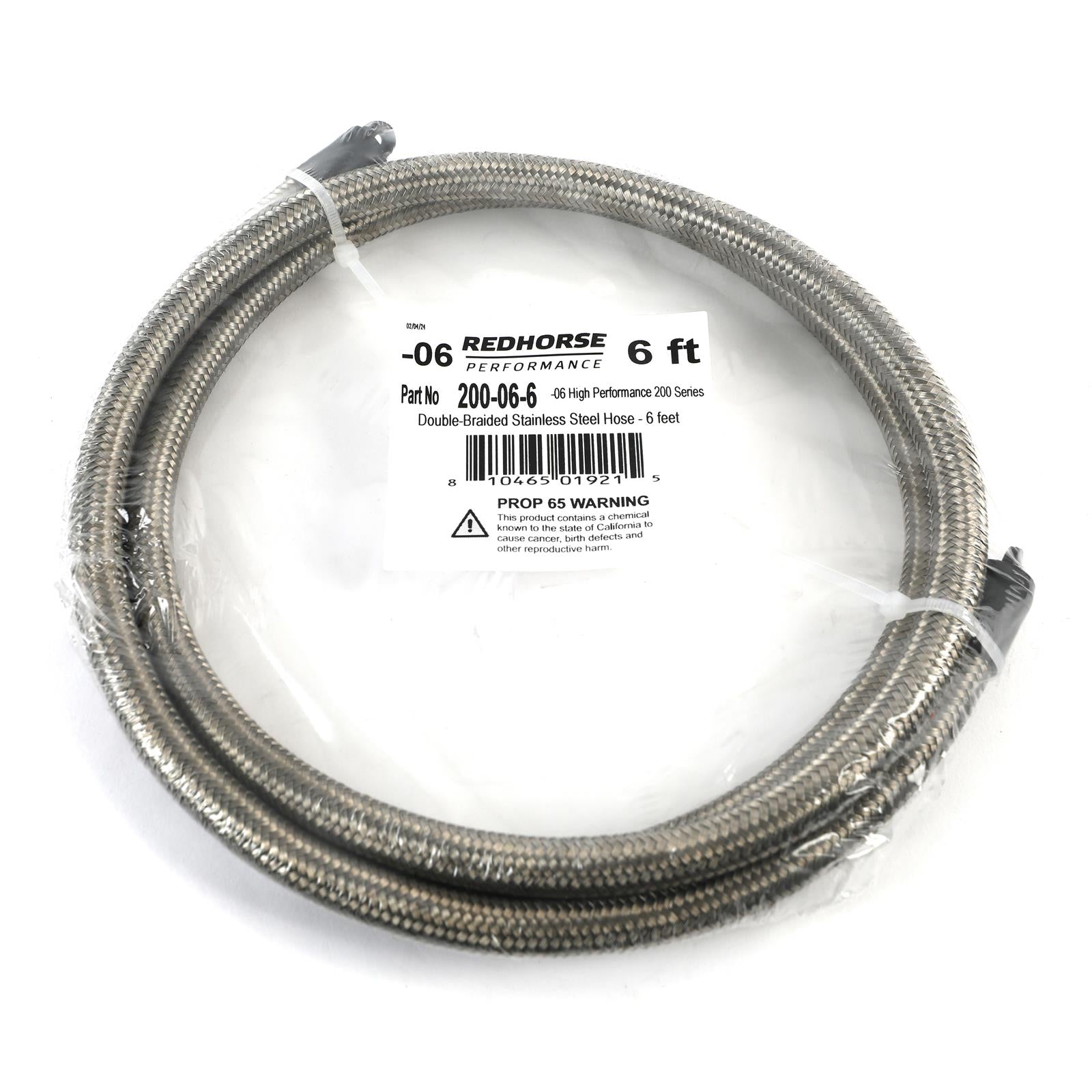 Redhorse Performance 200 Series Standard Stainless Steel Hose -6 AN 6 ft. 200-06-6