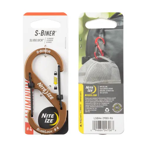 Nite Ize S-Biner® SlideLock® Aluminum Size 4 (Coyote Brown)