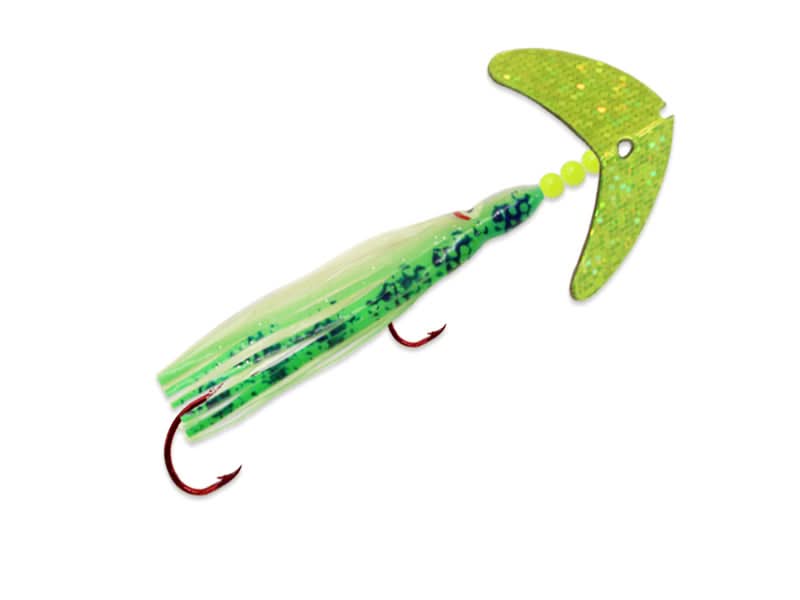 Cha Cha® Salmon Size 4/0&3/0 Chartreuse Sparkle/Green Spatter Glow