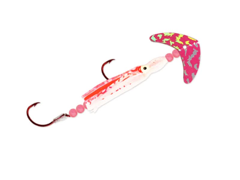 Cha Cha® Sockeye Squidder Size 1/0 Hot Pink Silver Tiger/Red UV Spatter Glow
