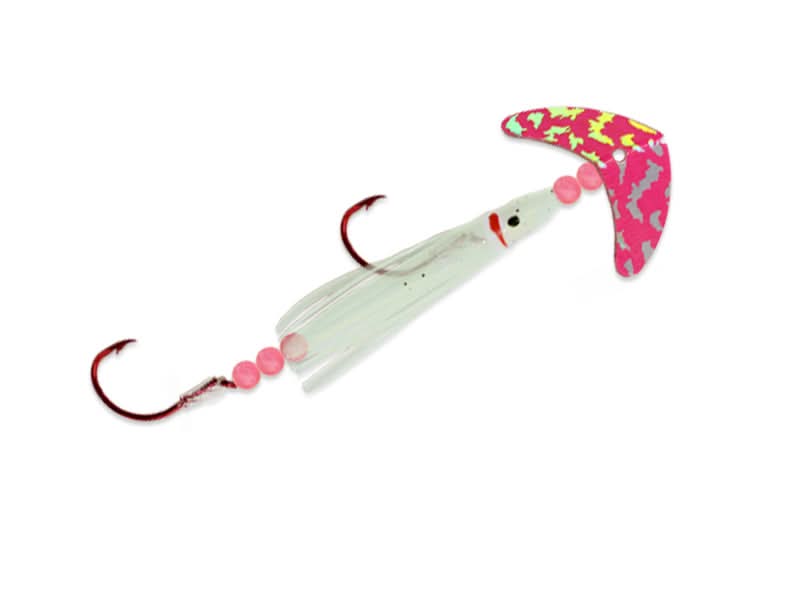 Mack's LureCha Cha® Sockeye Squidder (Hot Pink Silver Tiger/Nuclear Glow) Size 1/0