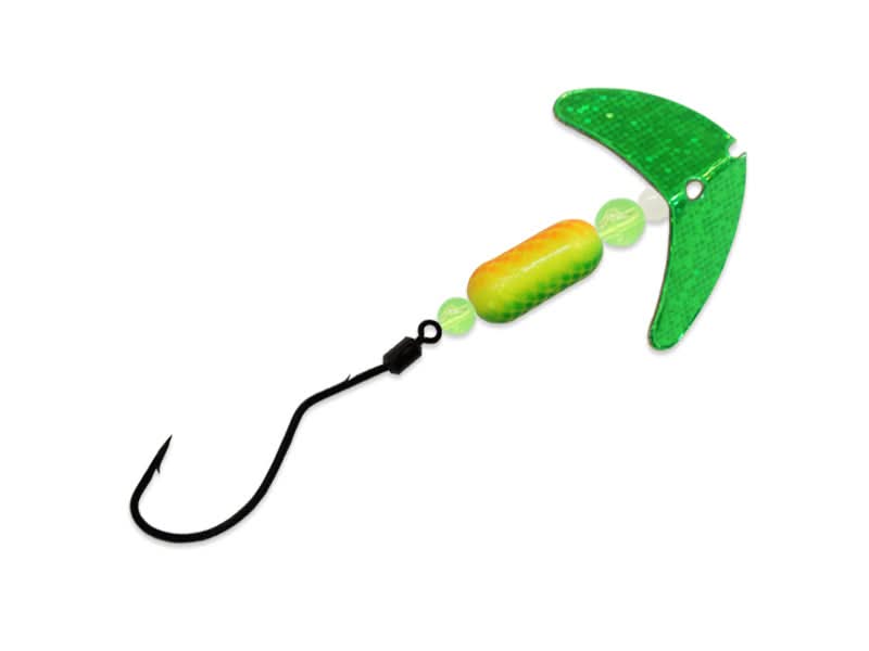 Smile Blade® SpinDrift® Walleye Size Green Sparkle/Fire Tiger